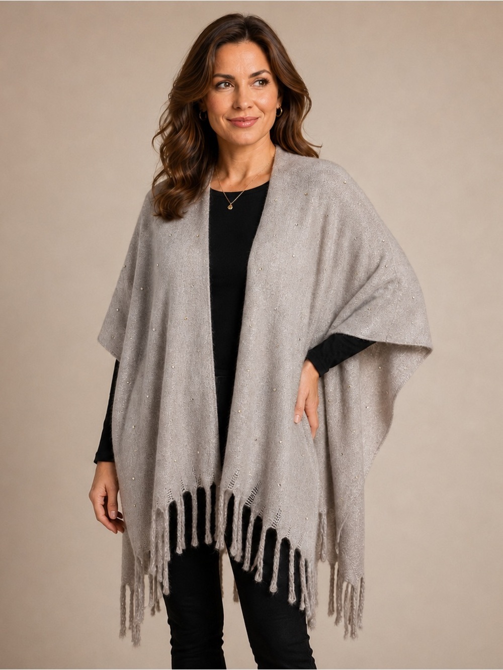INC International Concepts
Rhinestone Embellished Fringe Poncho
One Size NWT - Picture 2 of 8